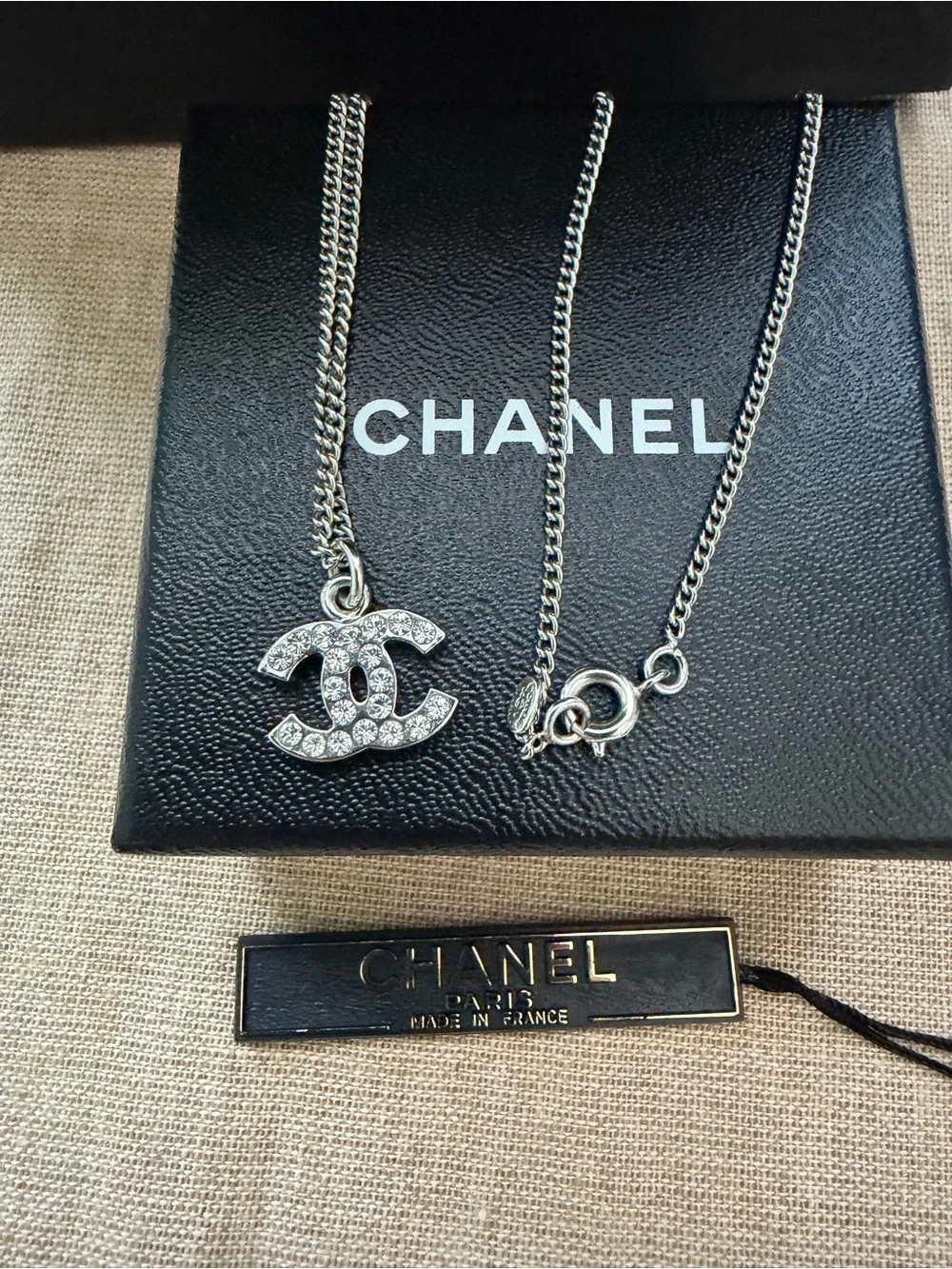 CHANEL Crystal CC Pendant Necklace